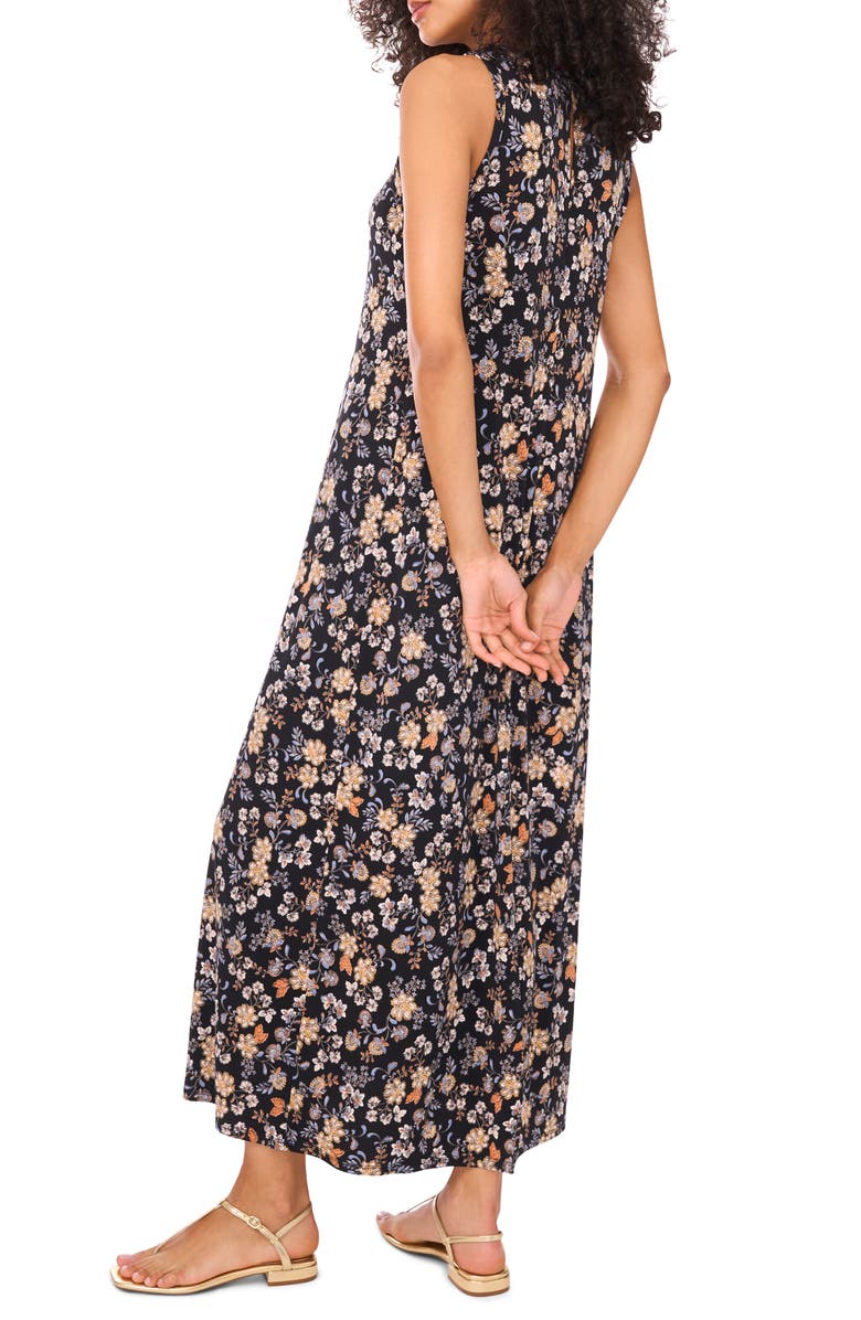 Vince Camuto Floral Sleeveless Jersey Maxi Dress, Alternate, color, Rich Black