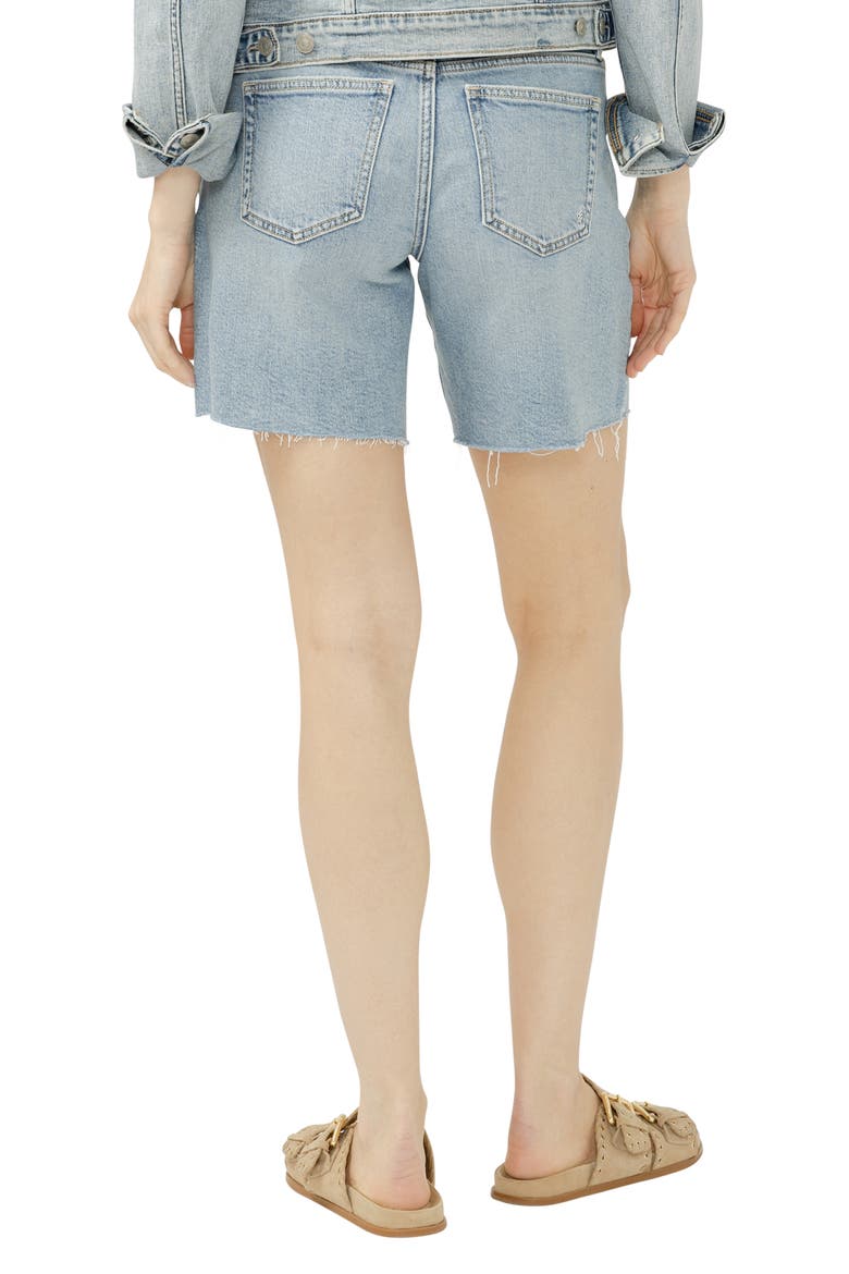 Suki Curvy Raw Hem Studded Mid Thigh Denim Shorts, Alternate, color, WANDERLUST