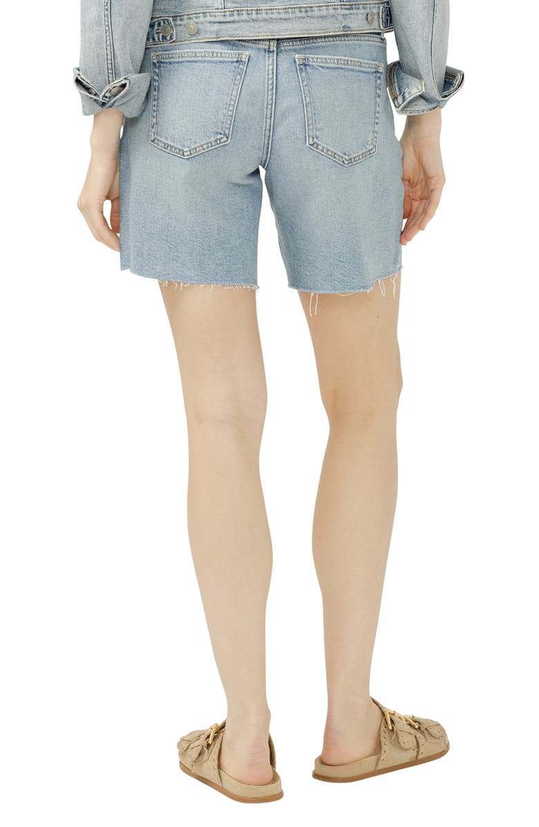 Silver Jeans Co. Suki Curvy Raw Hem Studded Mid Thigh Denim Shorts, Alternate, color, Wanderlust
