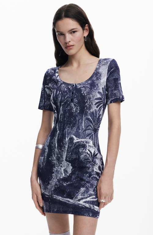 Desigual Print Minidress In Navy Blue