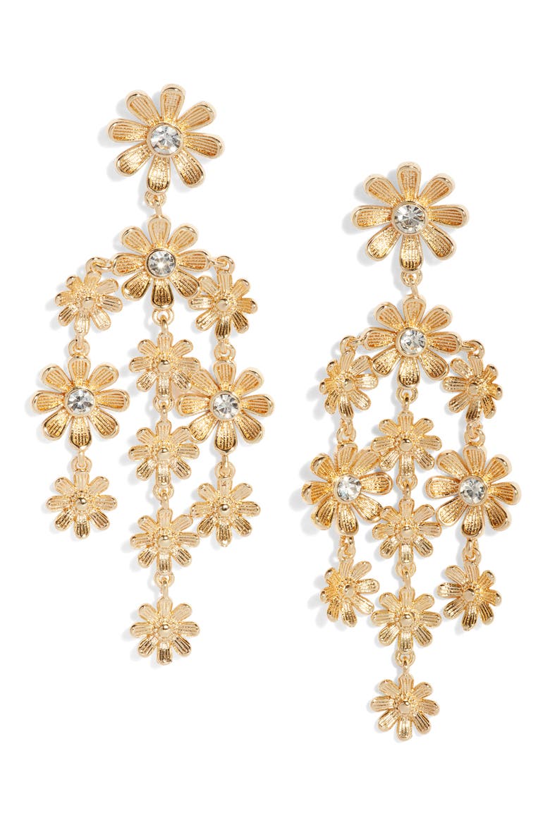 Daisy Blossom Chandelier Earrings, Main, color, GOLD