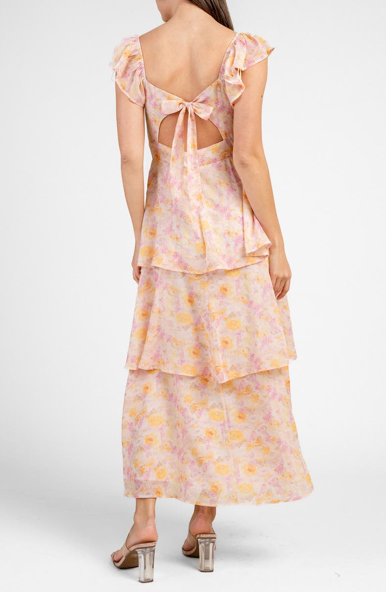 Beivy Floral Tiered Maxi Dress, Alternate, color, Yellow Floral