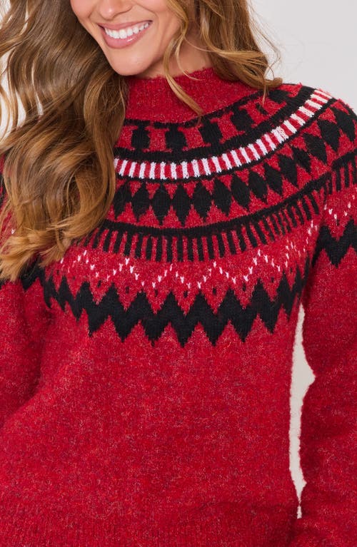 Vici Collection Aprés Ski Fair Isle Mock Neck Sweater In Red