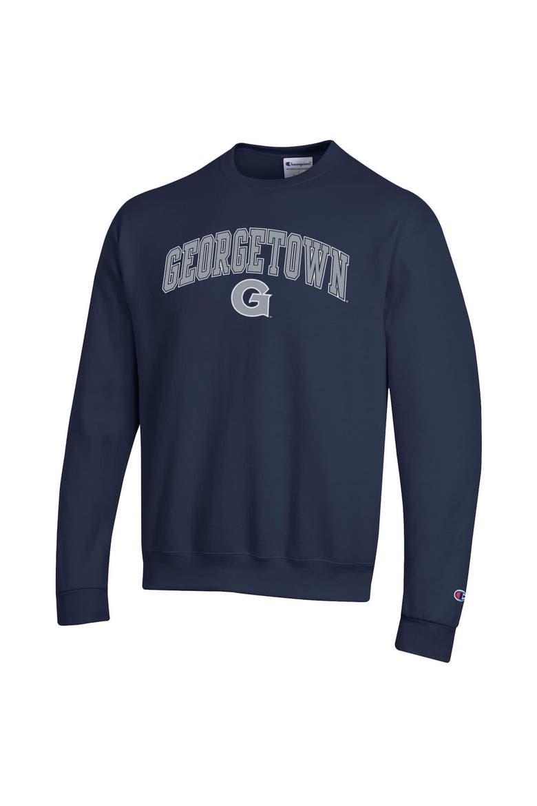 Men's Champion  Navy Georgetown Hoyas Arch Over Logo Pullover Sweatshirt, Alternate, color, Navy
