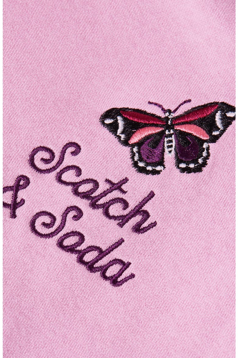Kids' Butterfly Embroidered Fleece Sweatshirt & Wide Leg Sweatpants Set, Alternate, color, PASTEL LAVENDER