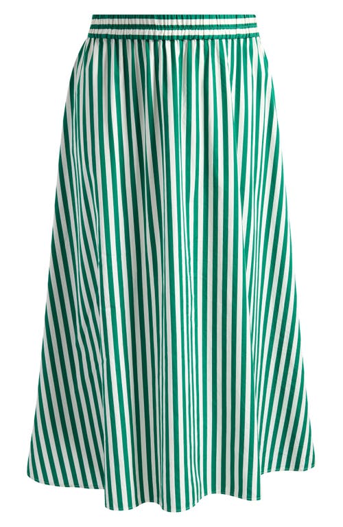 Madewell Stripe Cotton Poplin Midi Skirt In Verdant Green