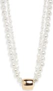 Open Edit Bead Pendant Faux Pearl Collar Necklace