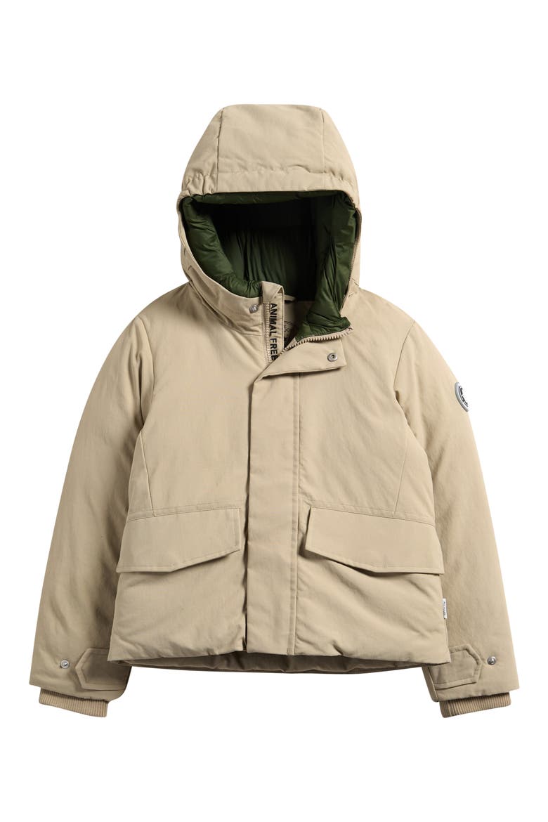 Kids' Benj Hooded Jacket, Main, color, STONE BEIGE AND PINE GREEN