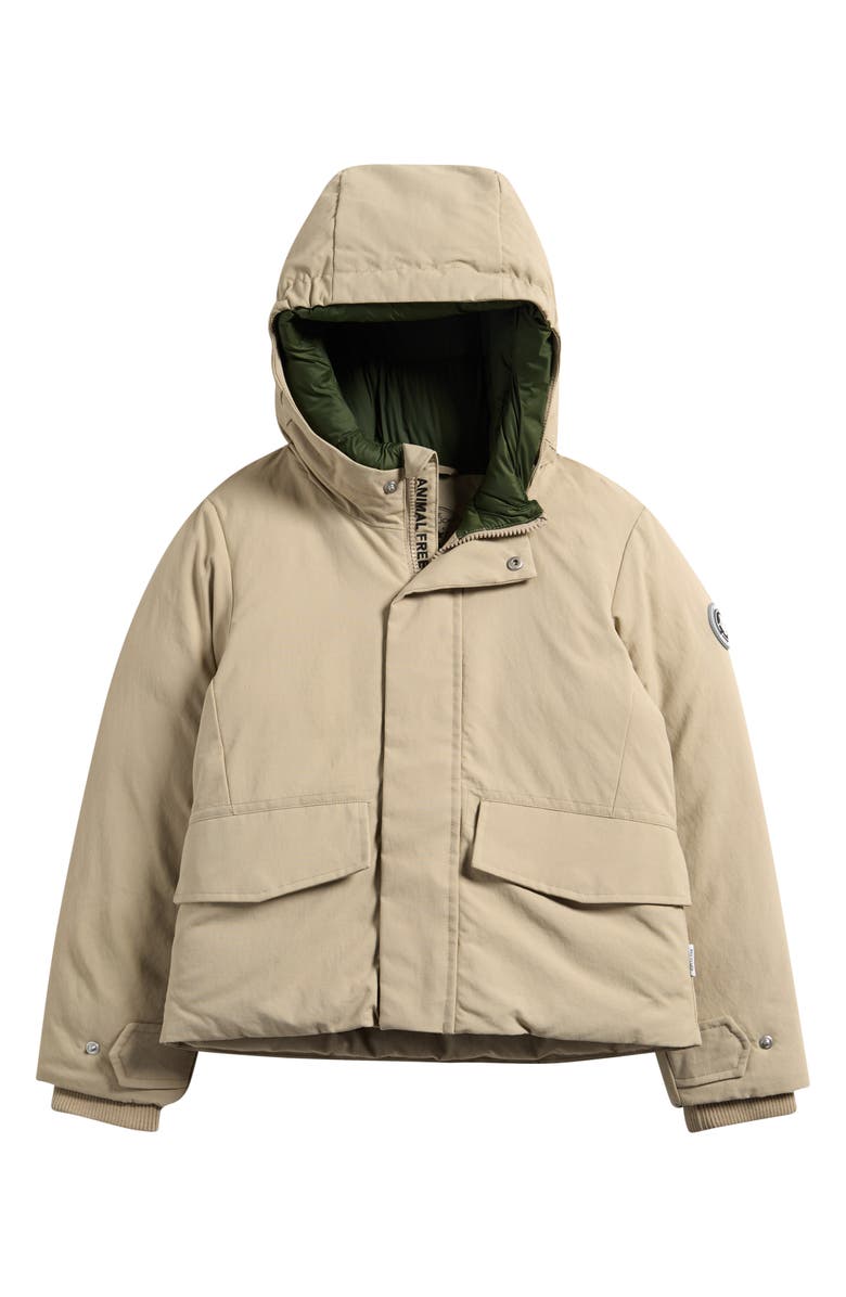 Save The Duck Kids' Benj Hooded Jacket, Main, color, Stone Beige And Pine Green