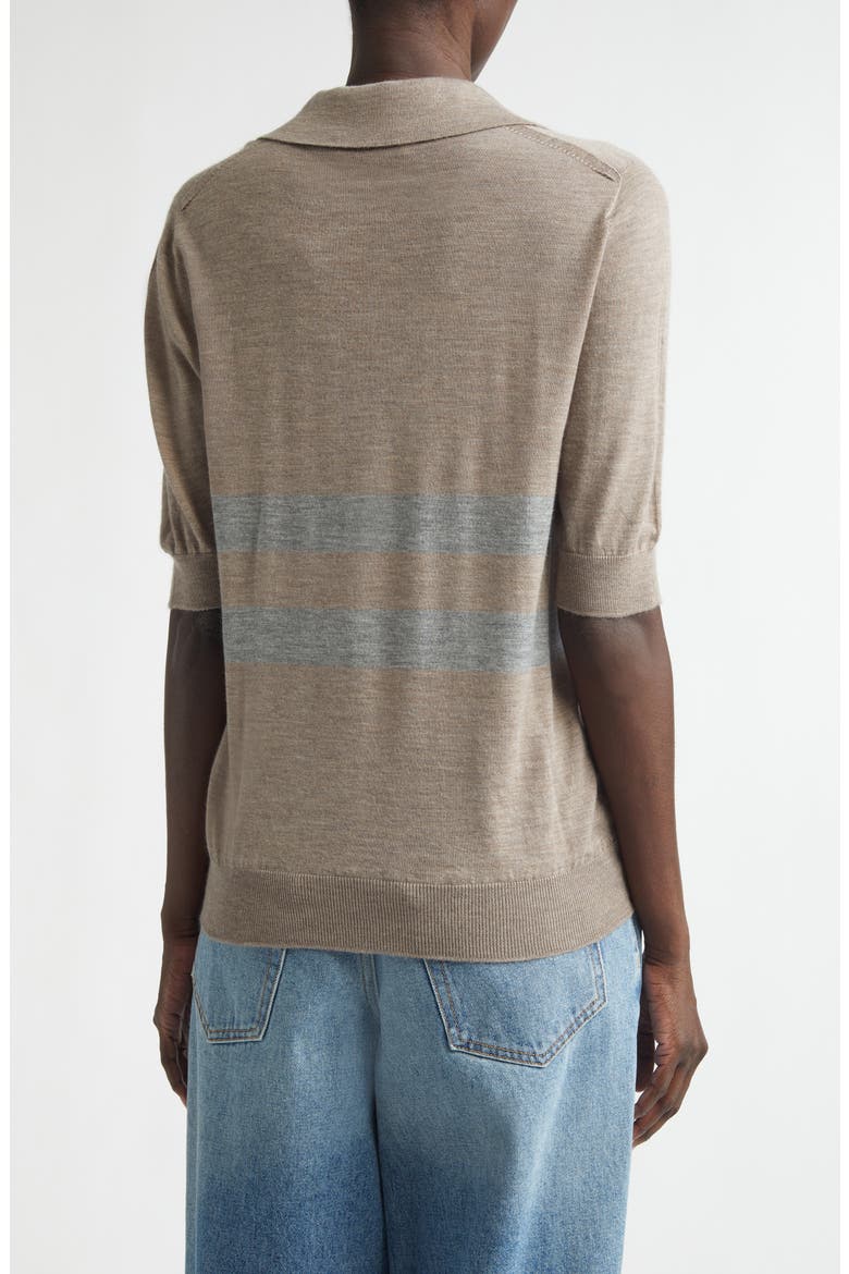 Coira Stripe Superfine Cashmere Polo, Alternate, color, PEBBLE/ CULLEN GREY