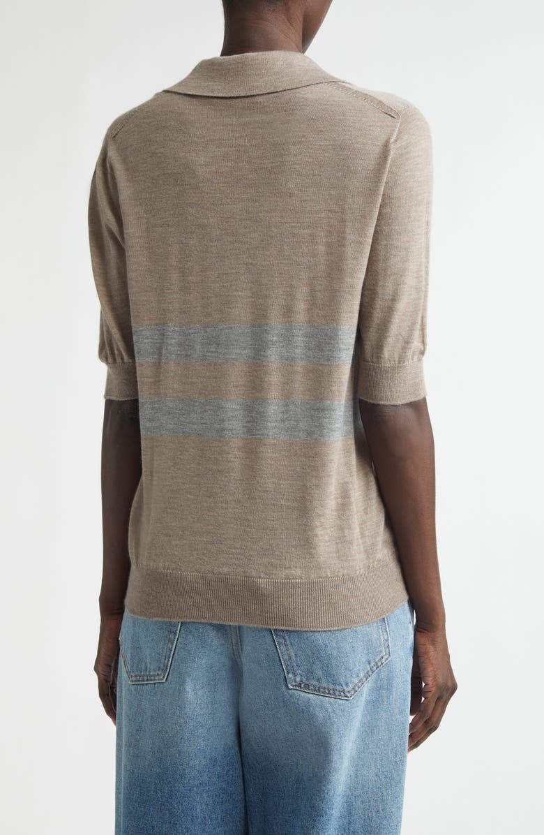 Johnstons of Elgin Coira Stripe Superfine Cashmere Polo, Alternate, color, Pebble/ Cullen Grey