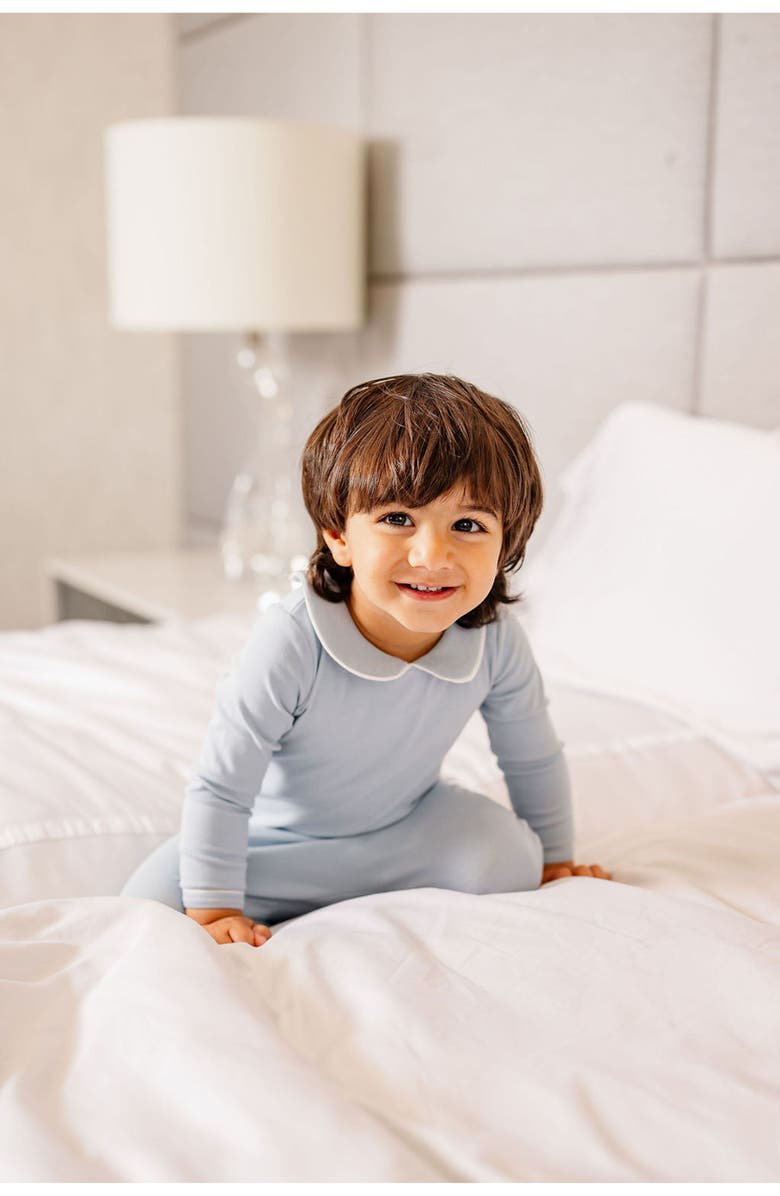 Pouf Boys Collar Footie, Alternate, color, Blue