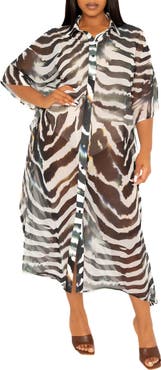 BUXOM COUTURE Print Cover-Up Shirtdress