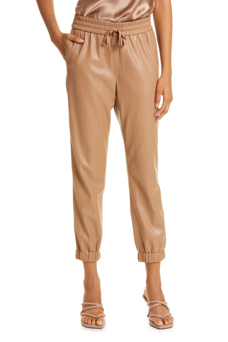 Dalton Faux Leather Joggers, Main, color, LATTE