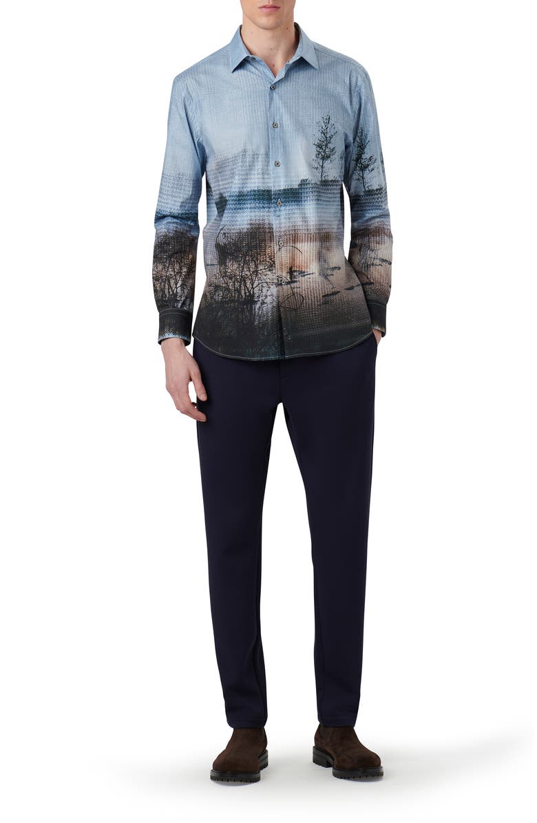Bugatchi Julian Photoprint Cotton Button-Up Shirt, Alternate, color, 