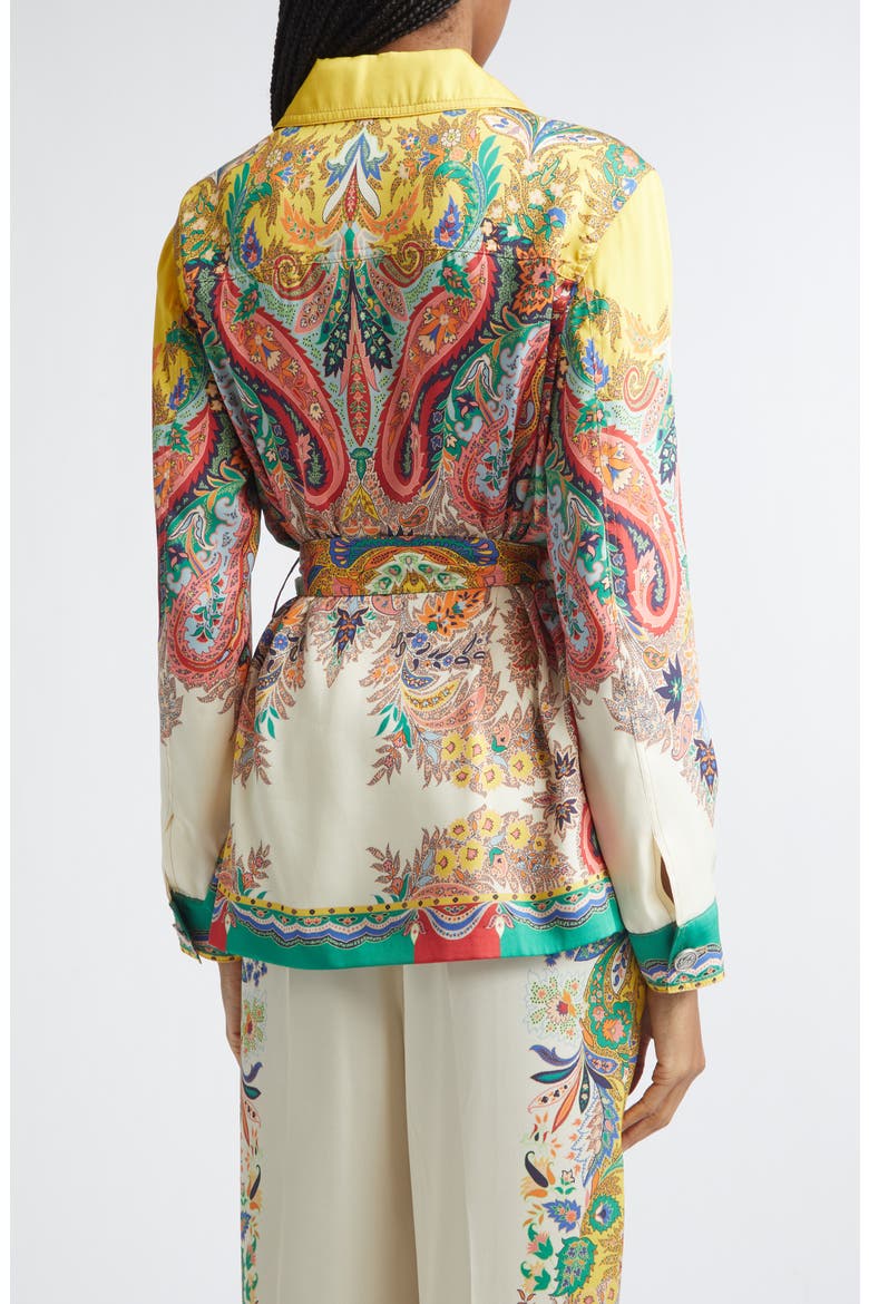 Floral Paisley Belted Twill Field Jacket, Alternate, color, PRINT ON WHITE BASE