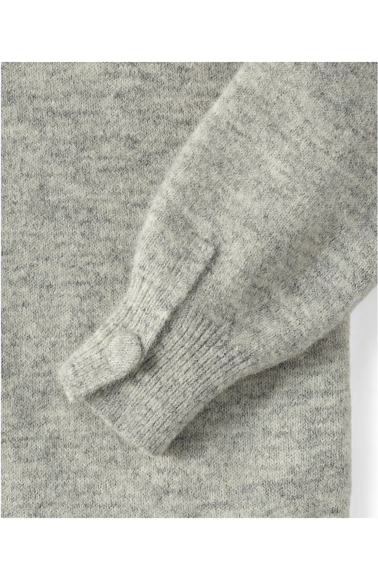 Lands' End Fuzzy Lantern Sleeve Mock Neck Mini Twofer Dress, Alternate, color, Gray Marble Heather