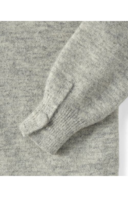 Lands' End Fuzzy Lantern Sleeve Mock Neck Mini Twofer Dress In Gray