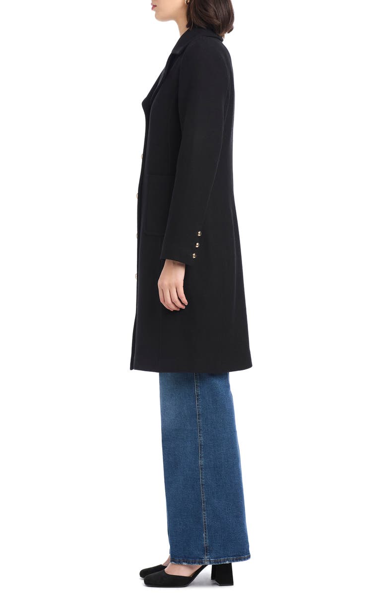 Kate Spade New York single breasted notch lapel coat, Alternate, color, Black