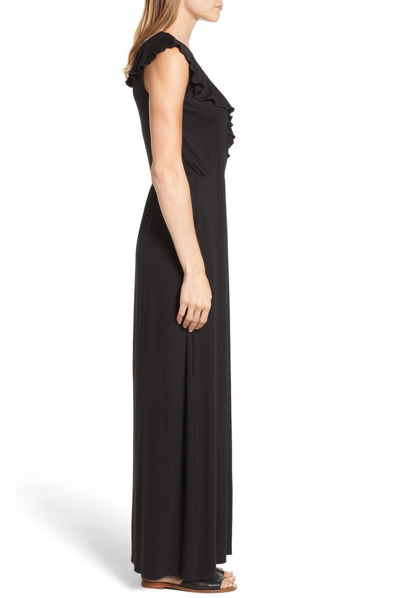 Ruffle Maxi Dress, Alternate, color, BLACK