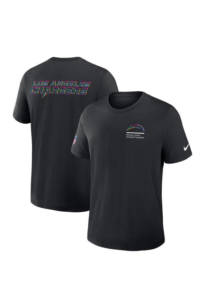 Men's Nike Black Los Angeles Chargers 2025 NFL Crucial Catch Tri-Blend Dri-FIT T-Shirt, Alternate, color, Black
