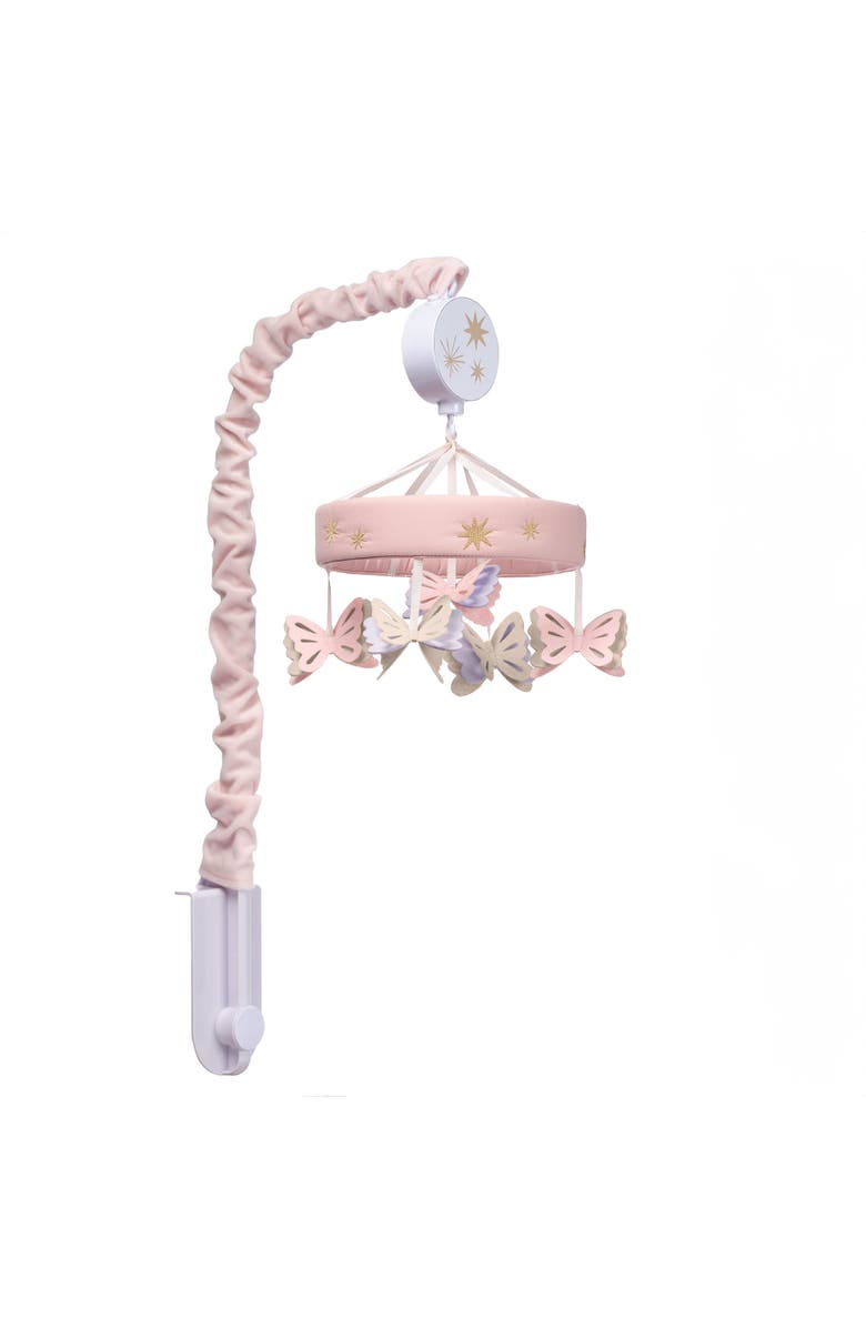 Lambs & Ivy Butterfly Dreams Musical Baby Crib Mobile Soother Toy, Alternate, color, Pink