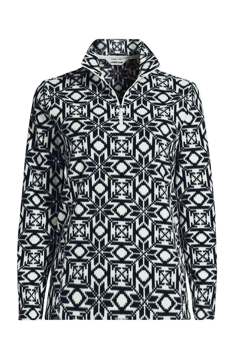 Lands' End Anyweather Fleece Quarter Zip Pullover, Alternate, color, Ivory/Black Snowflake