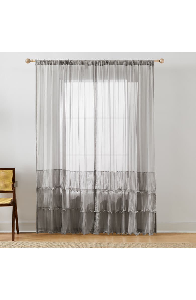 Chuks Collins x Lush Decor Georgette Sheer Window Panel, Alternate, color, Gray