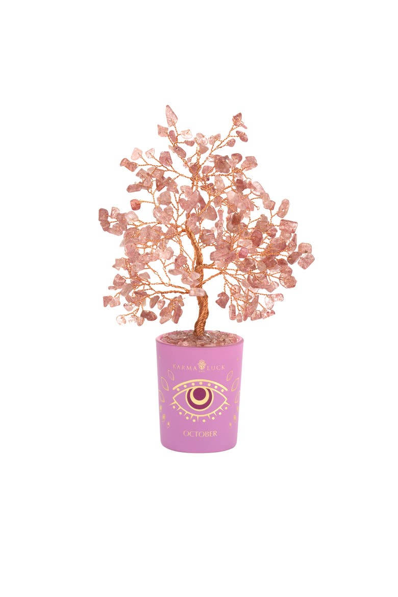 Tourmaline Feng Shui Crystal Tree of Life  October Birthstone Calming Presence, Main, color, Pink