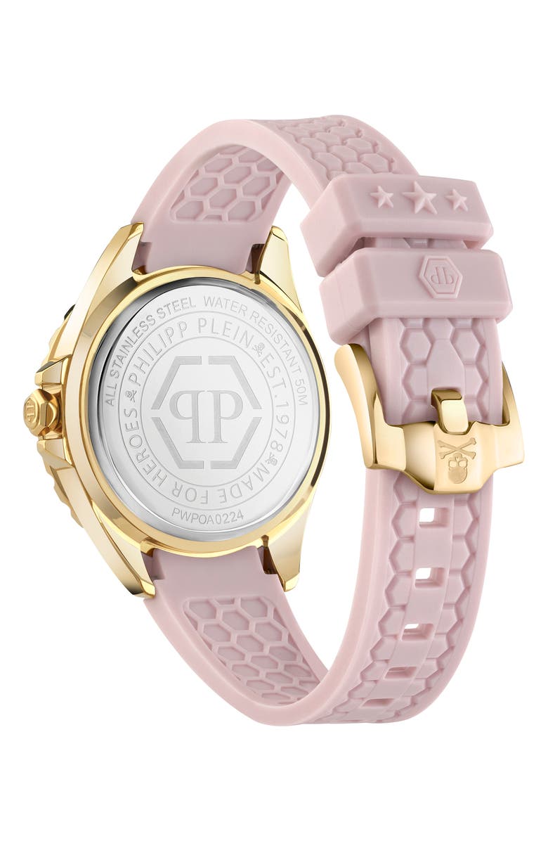 PHILIPP PLEIN Heaven Silicone Strap Watch, 38mm, Alternate, color, Gold