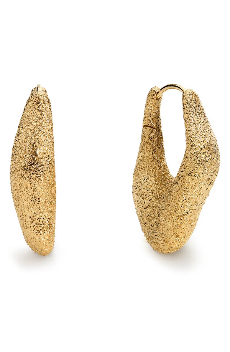 Monica Vinader Medium Antica Texture Hoop Earrings, Main, color, 18Ct Gold Vermeil
