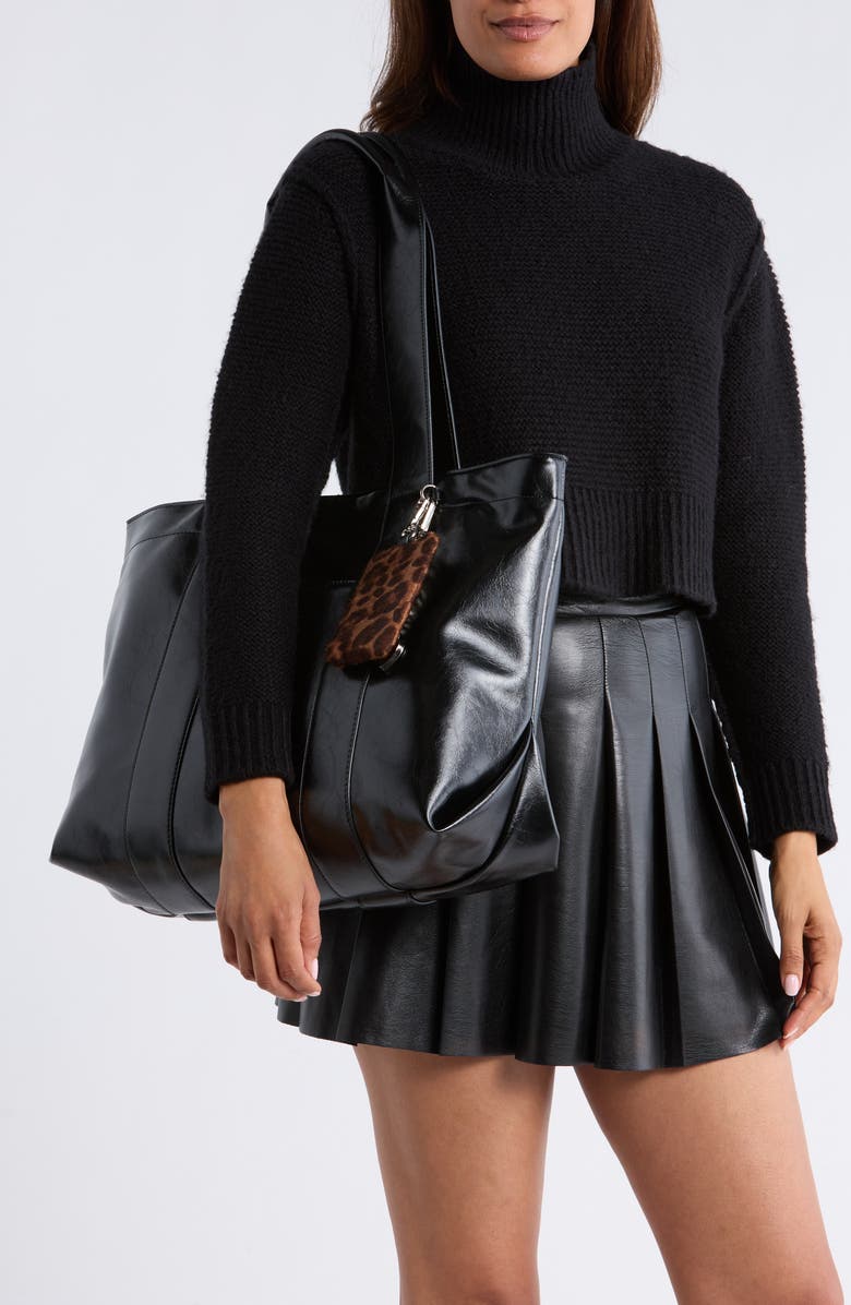 Madden Girl Large Crinkle Tote, Alternate, color, Black