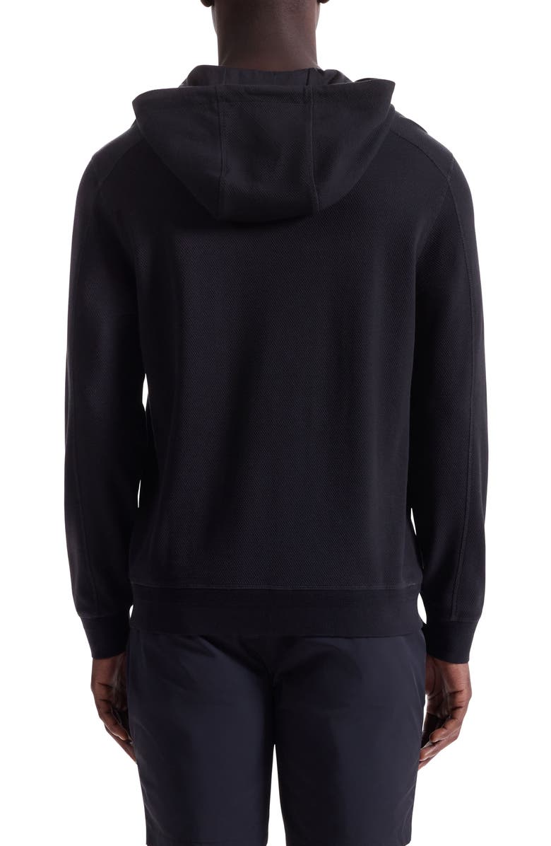 Bugatchi Textured Piqué Hoodie, Alternate, color, Black