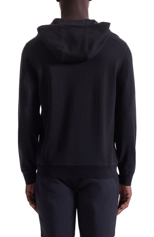 Bugatchi Textured Piqué Hoodie In Black