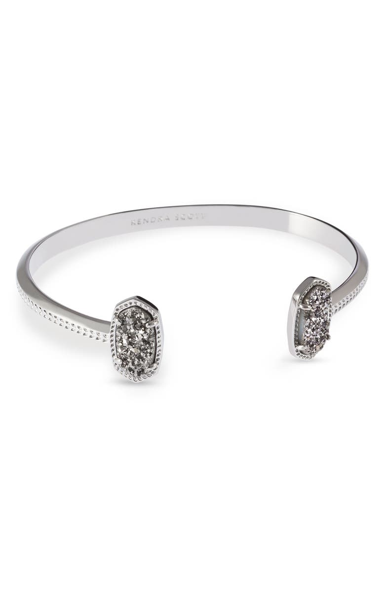 Kendra Scott Elton Station Cuff Bracelet, Alternate, color, Platinum Drusy/ Silver