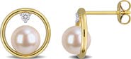 Julianna B. Pearl & Lab-Grown Diamond Circle Earrings 10k