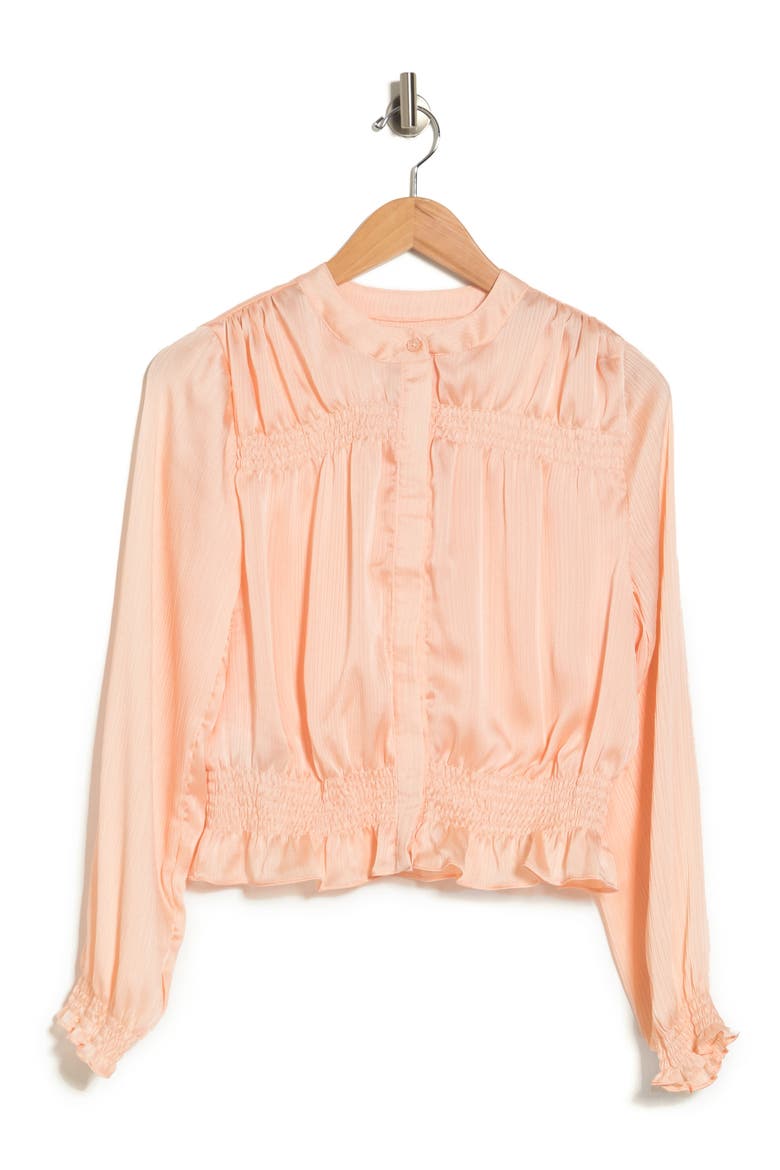 Woven Smocked Shirt, Alternate, color, BLUSH