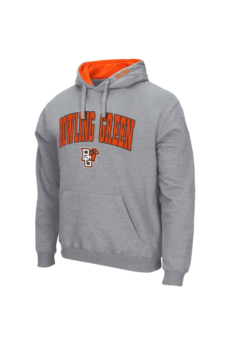 Men's Colosseum Heathered Gray Bowling Green St. Falcons Arch and Logo Pullover Hoodie, Alternate, color, Heather Gray