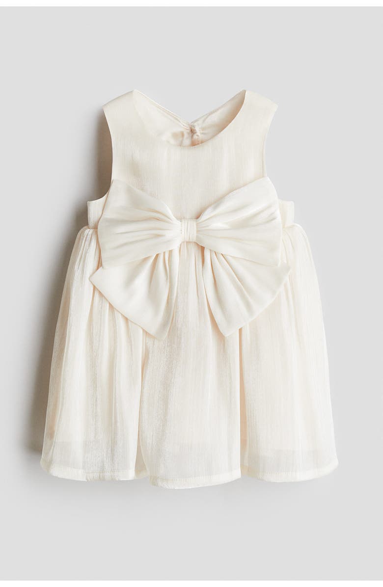 H&M Bow-detail Organza Dress, Alternate, color, Cream