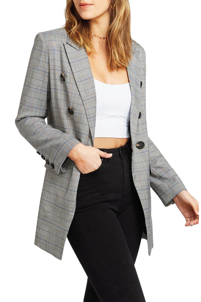 Too Cool For Work Plaid Blazer, Alternate, color, CHARCOAL