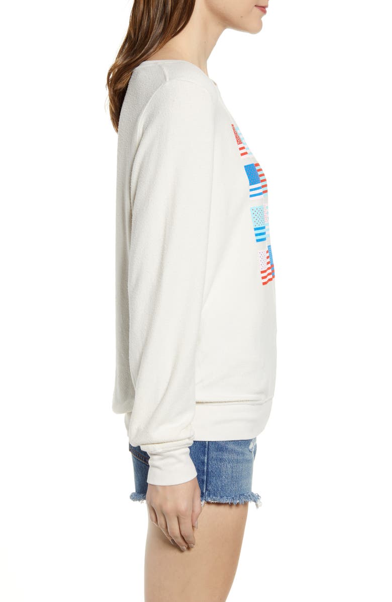 Wildfox Pop Americana Flag Print Baggy Beach Jumper Sweatshirt, Alternate, color,
