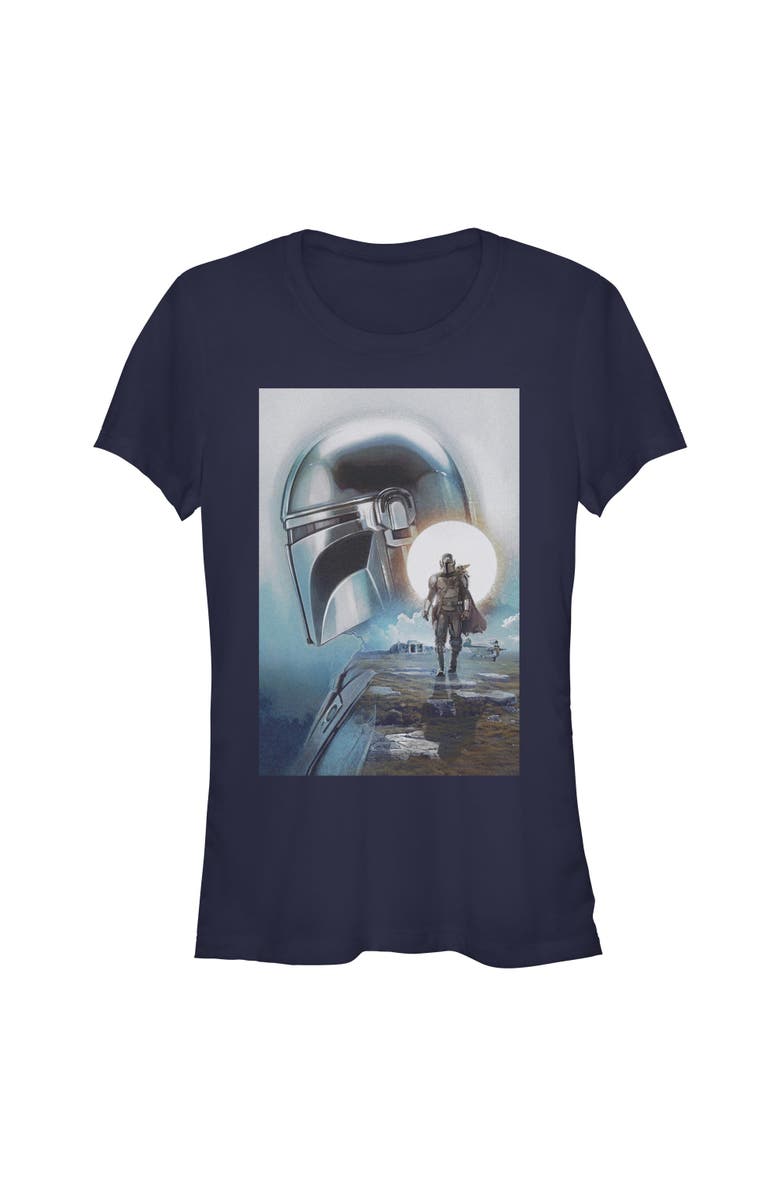 Star Wars: The Mandalorian and Grogu Junior's Star Wars The Mandalorian and Grogu Din Djarin and The Child Poster Graphic T-Shirt, Main, color, Navy Blue