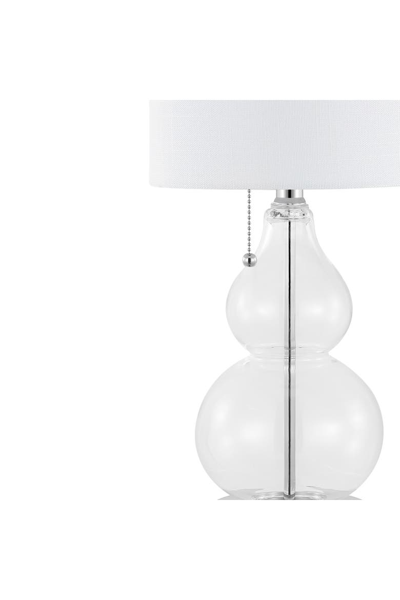 Cora 22" Classic Vintage Glass LED Table Lamp with USB Charging Port, Alternate, color, Chrome/Clear