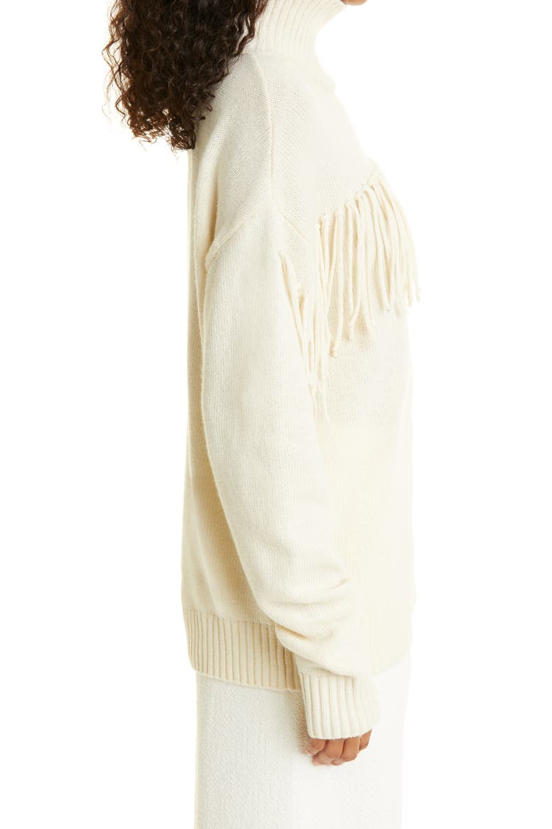 Fringe Merino Wool Sweater, Alternate, color, WHITE