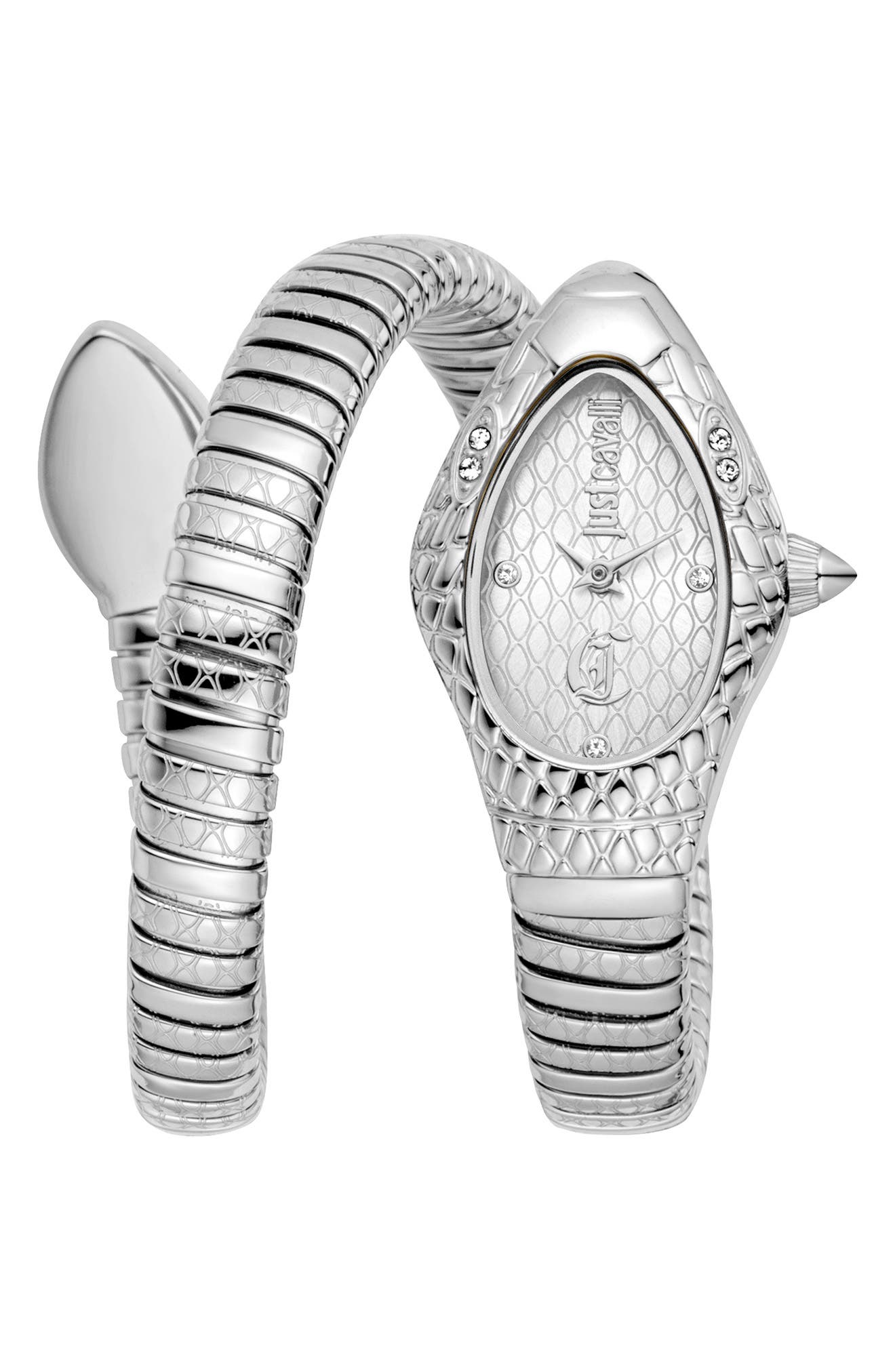 Just Cavalli Snake Wraparound Bracelet Watch, 20mm x 34.5mm