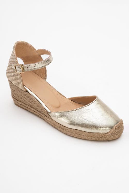 Forever & Always Shoes Aldea Leather Platform Espadrille in Gold Leather at Nordstrom, Size 7