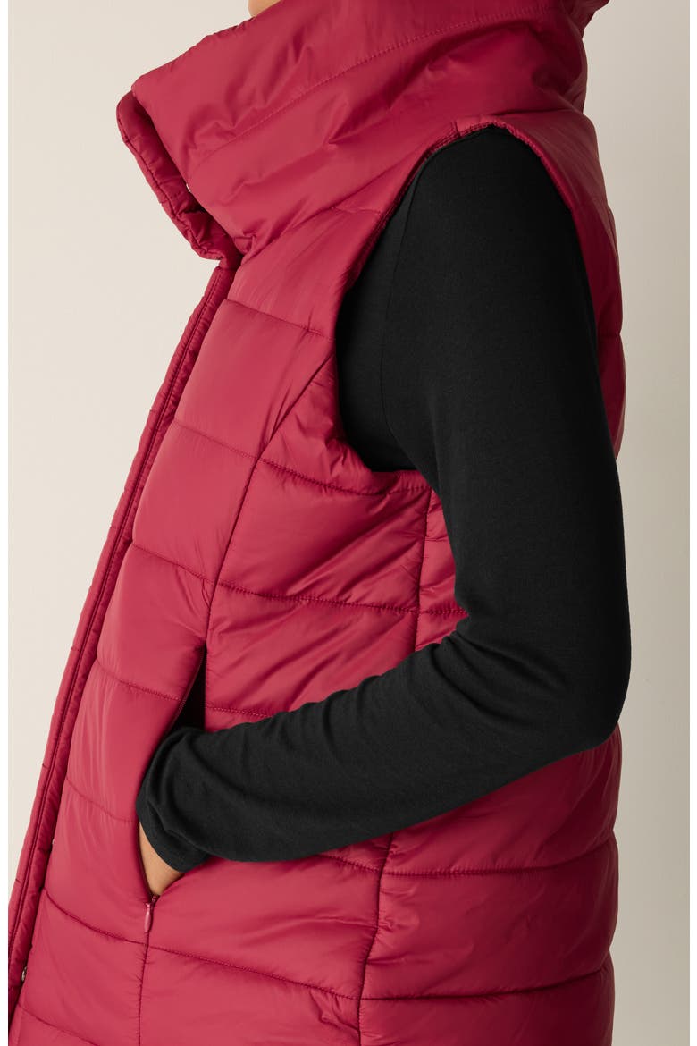 Stand Collar Puffer Vest, Alternate, color, RUBY