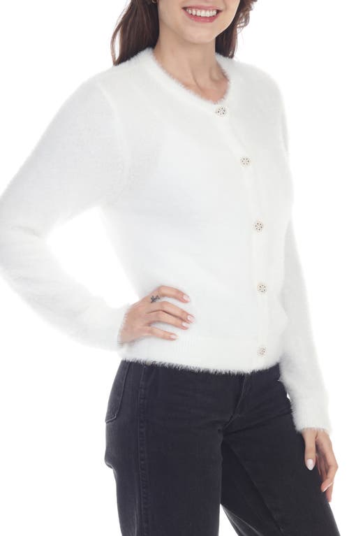 Rain And Rose Eyelash Cardigan In White