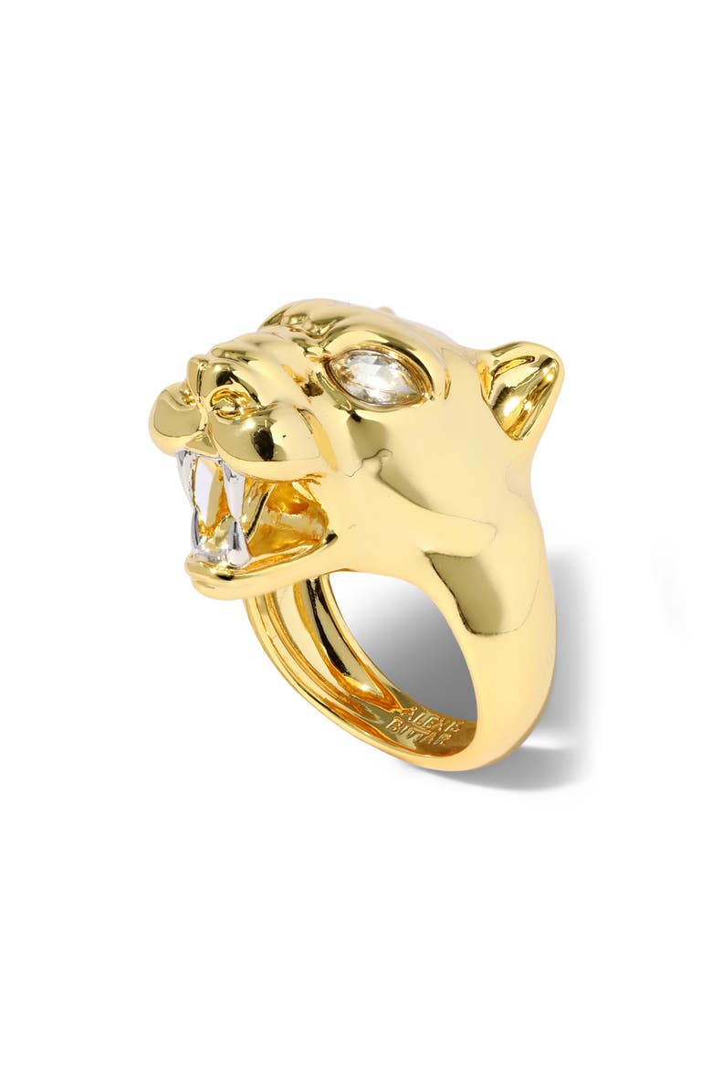 Panther Visage Ring, Alternate, color, GOLD/ CRYSTALS
