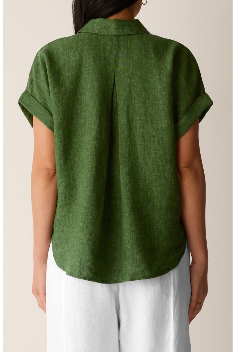 Notch Collar Organic Linen Top, Alternate, color, FIELD